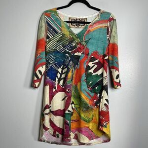 AMMA Made In LA Top Size Small Colorful Artsy Tunic Multicolor Vibrant